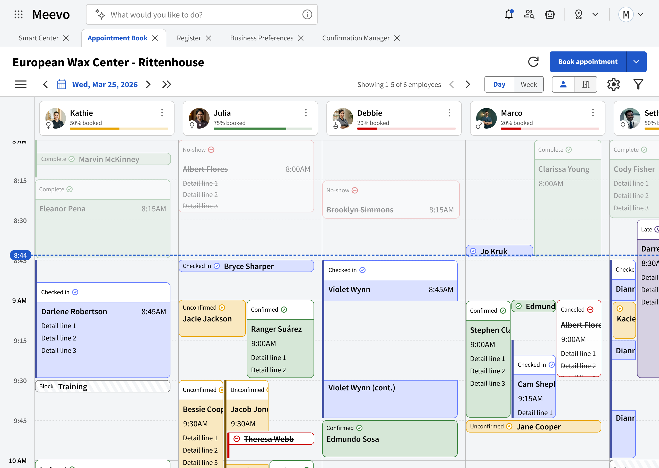 Appointment Book calendar — desktop breakpoint