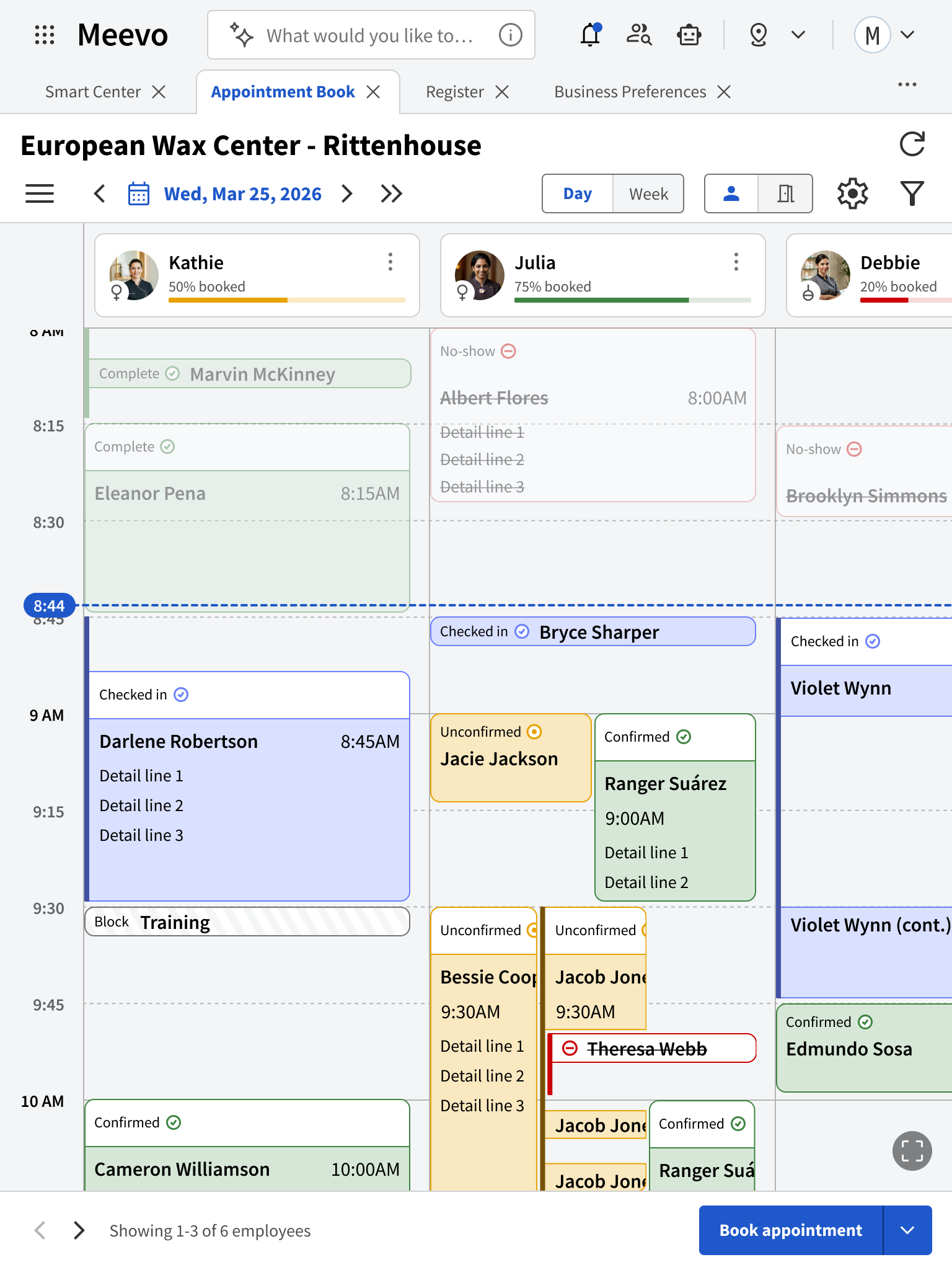 Appointment Book calendar — tablet portrait breakpoint