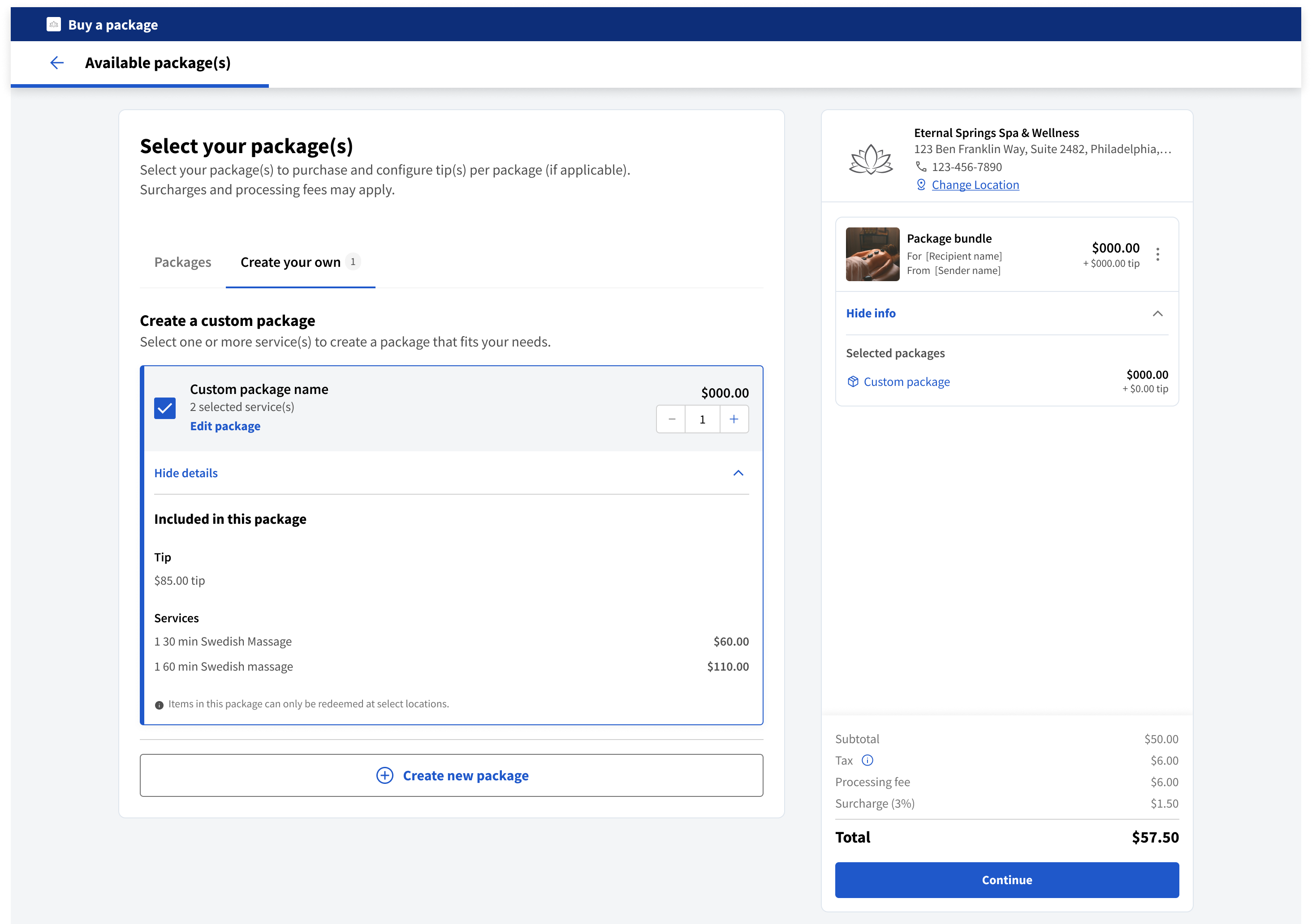Redesigned Online Purchasing — packages